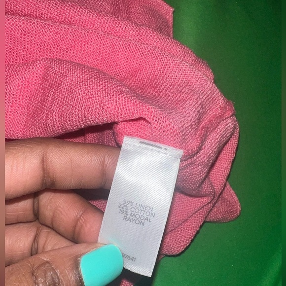 J.Jill Linen Blend Pink 3/4 Sleeve Top size XL Tall - Picture 5 of 6